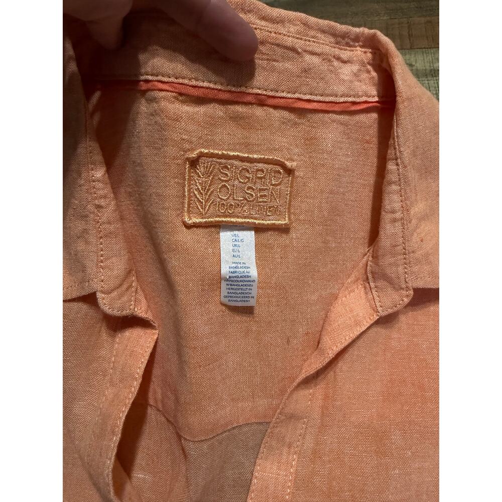 Sigrid Olsen Women's Orange 100% Linen Tunic Top Sz L Beachy Lagenlook Casual - Picture 5 of 5